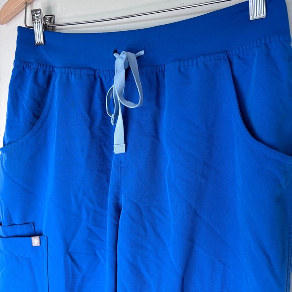 Figs High Waisted Isabel Wide Leg Scrub Technical Cobalt Blue Pants Size Small - Picture 2 of 8